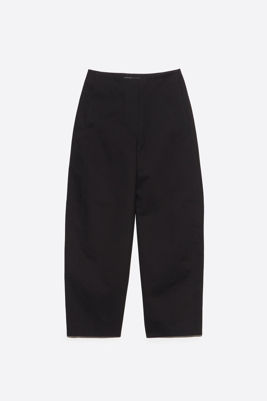 Black barrel trousers with decorative stitching