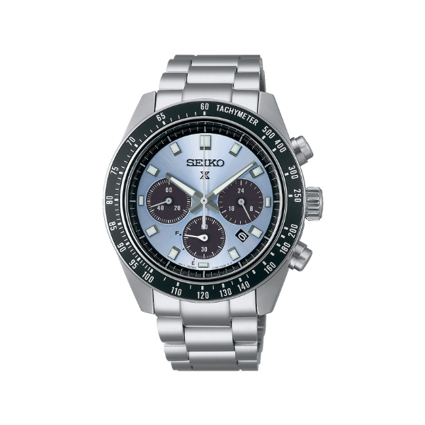 PROSPEX SPEEDTIMER LIGHT BLUE DIAL SILVER STEEL 41.4 MM- SSC935P1 - MYHOLDAL LEBANON