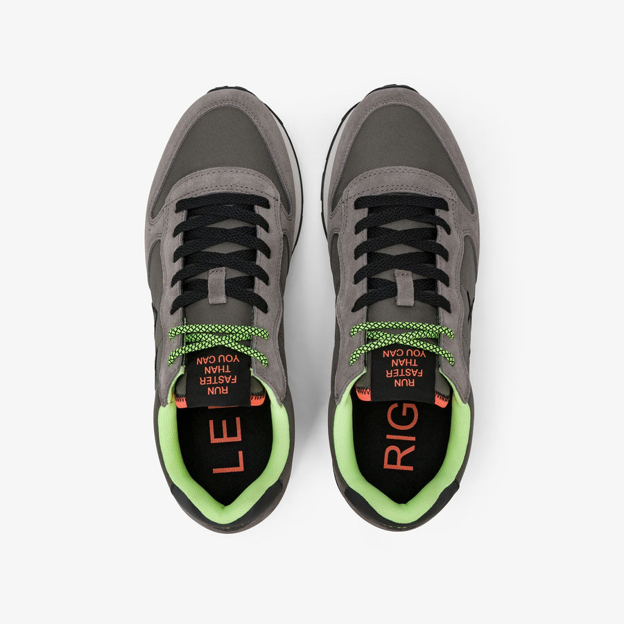 Ink black Tom Fluo nylon and suede sneaker