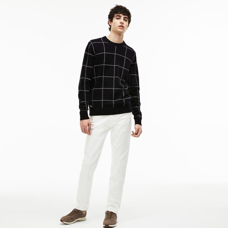 Buy Lacoste Men'S Square Patterned Crew Neck Knitwear Sweater Ah9187