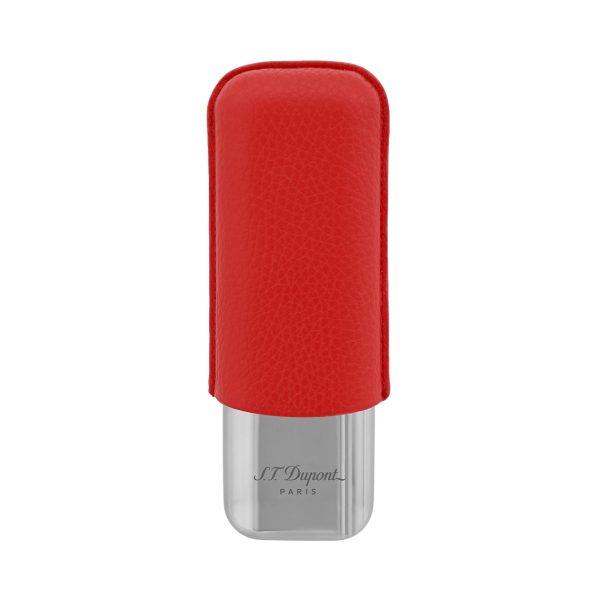 Red Grained And Chrome Double Cigar Case - 183268