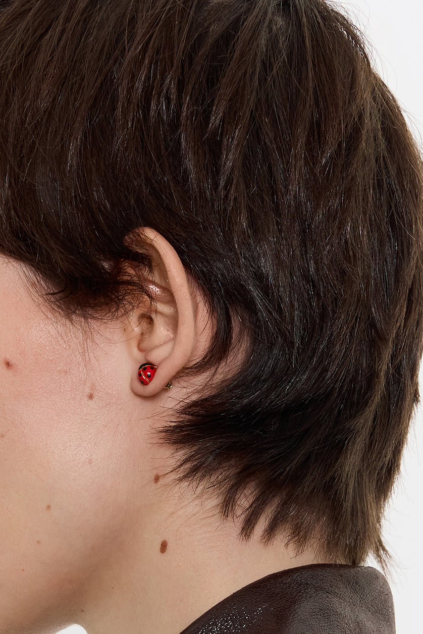 Mini golden ladybug earrings