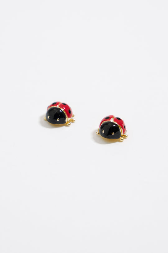 Mini golden ladybug earrings