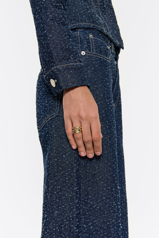 Textured gold three-band ring