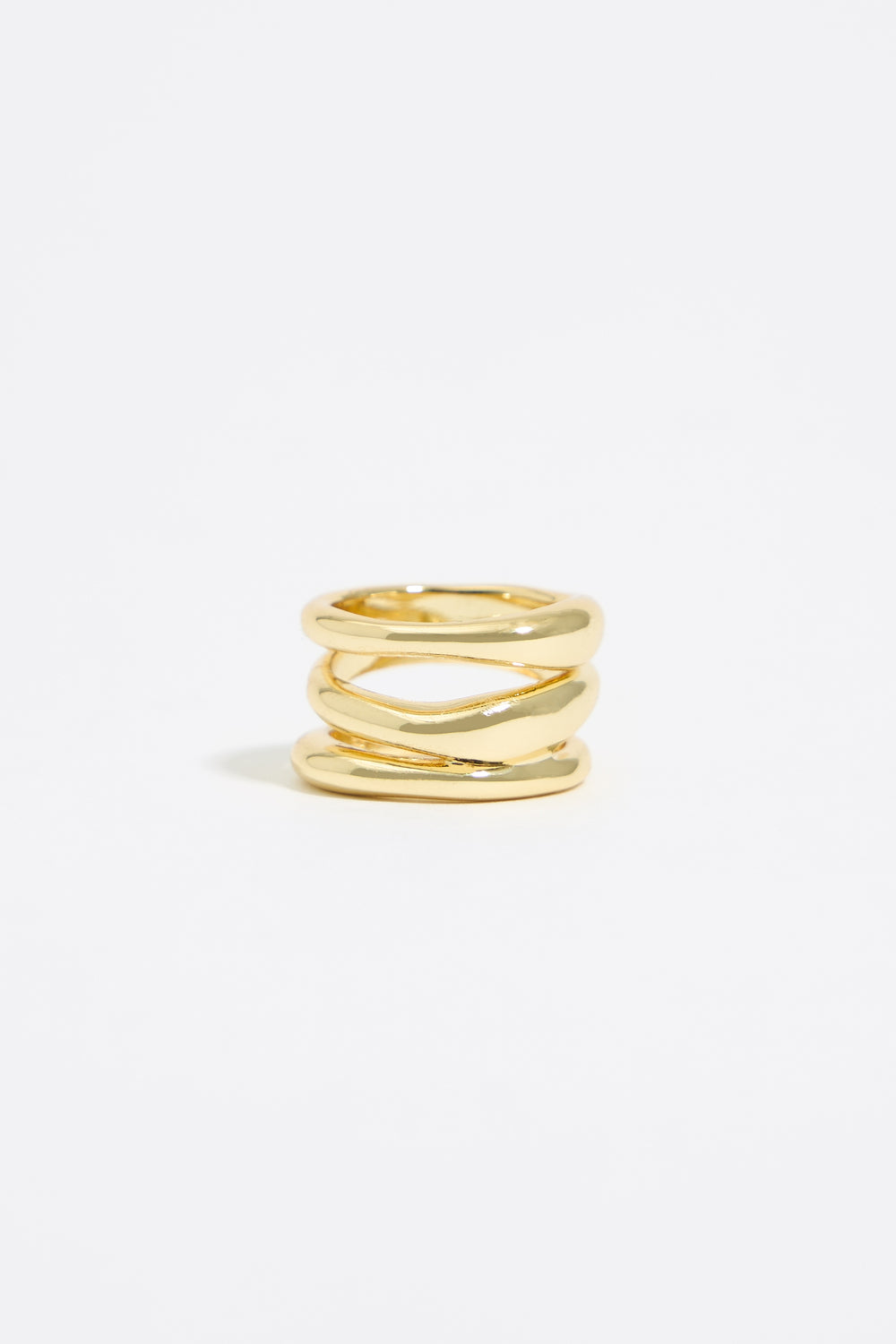 Textured gold three-band ring