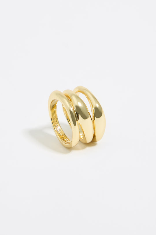 Textured gold three-band ring