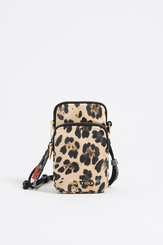 Beige Leopard print nylon phone case