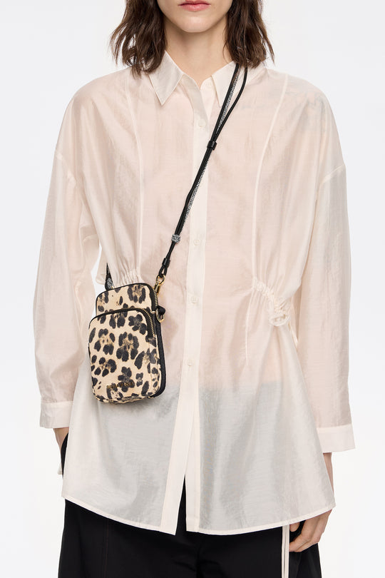 Beige Leopard print nylon phone case