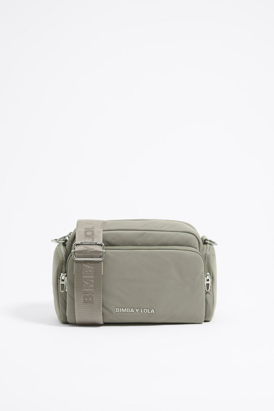 Medium dark stone nylon Pocket crossbody bag