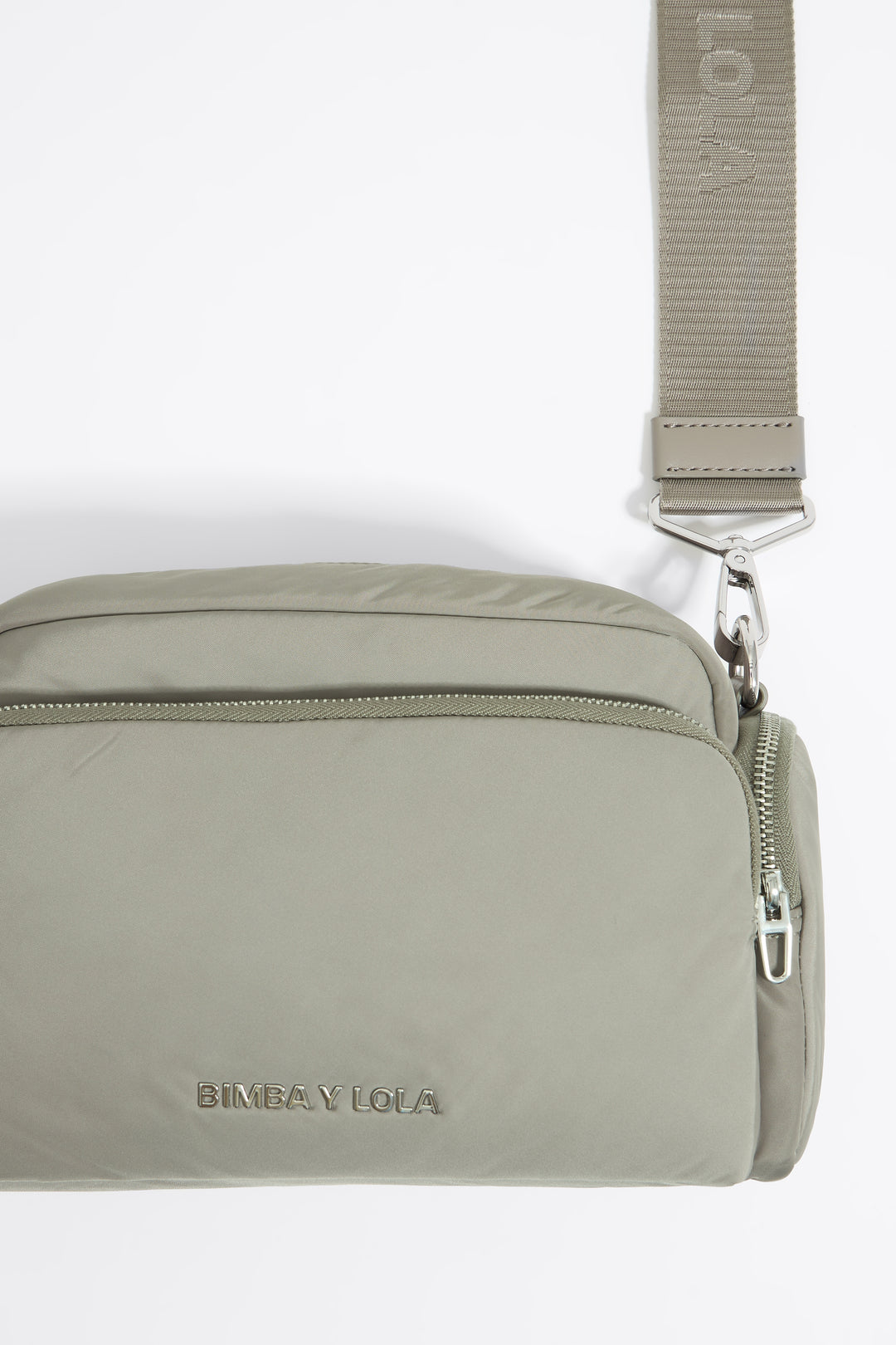Medium dark stone nylon Pocket crossbody bag