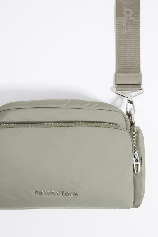 Medium dark stone nylon Pocket crossbody bag