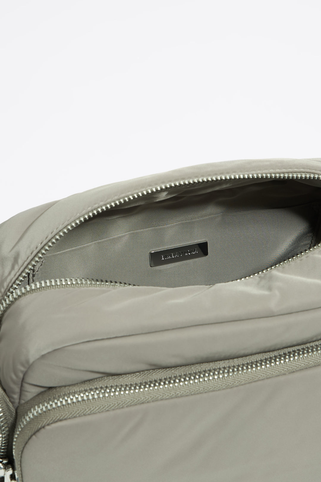 Medium dark stone nylon Pocket crossbody bag