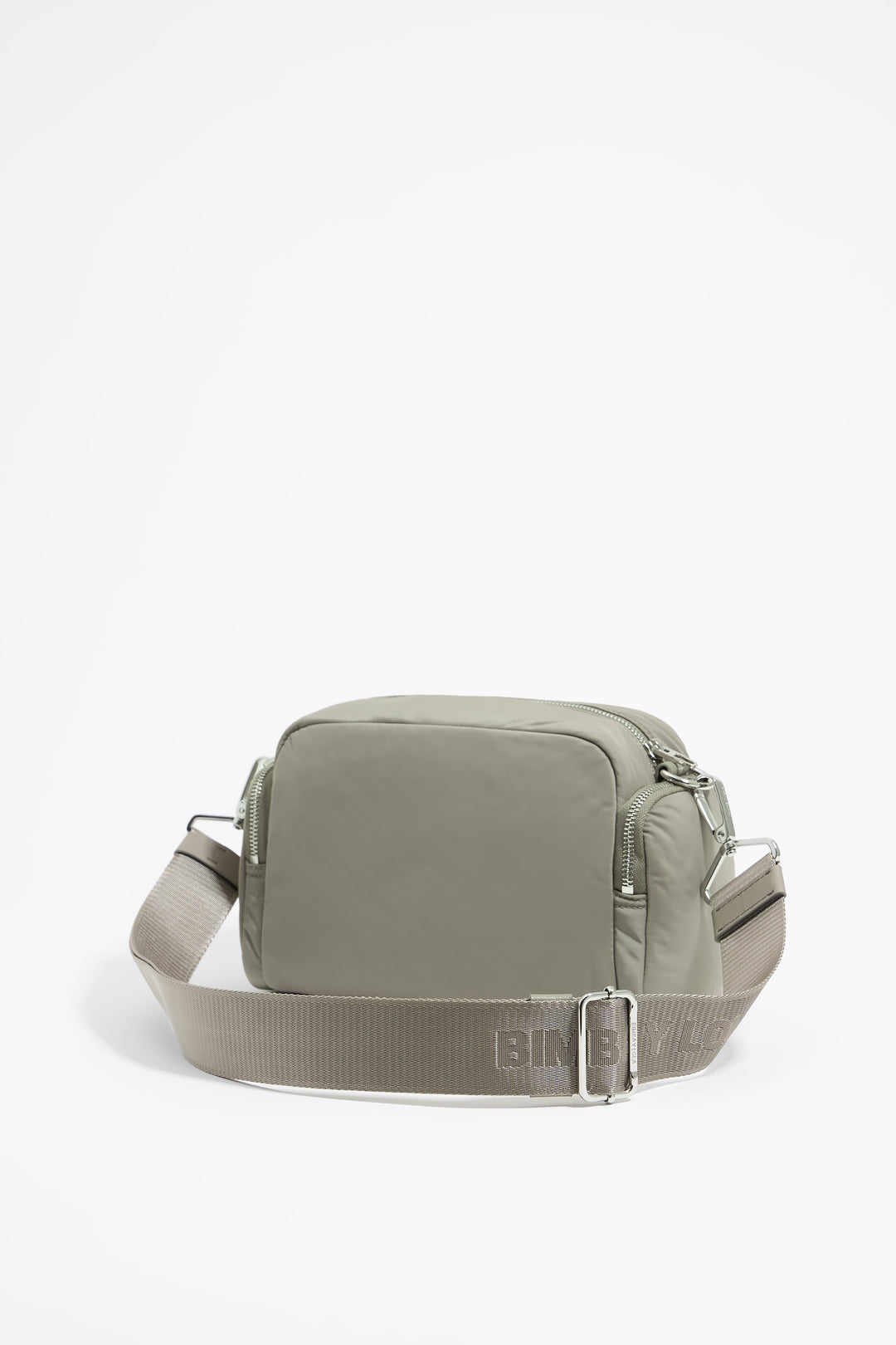 Medium dark stone nylon Pocket crossbody bag
