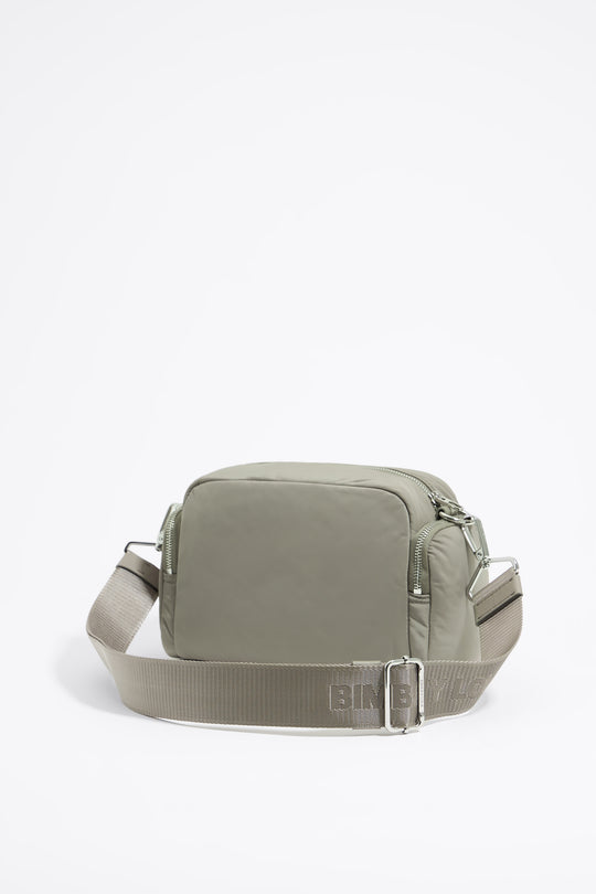 Medium dark stone nylon Pocket crossbody bag