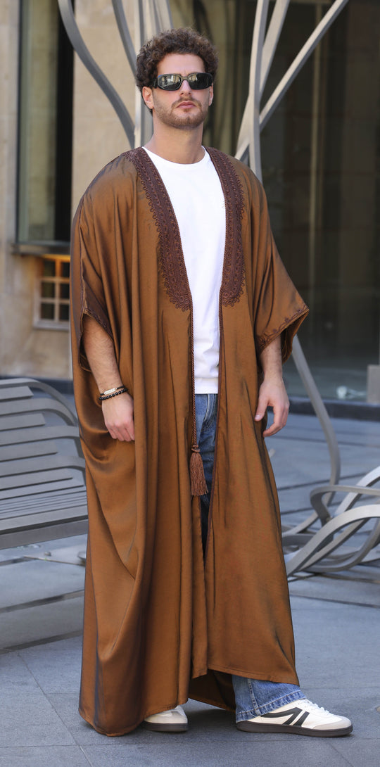 Brown Tassel Cotton Abaya - 24373 - MYHOLDAL LEBANON