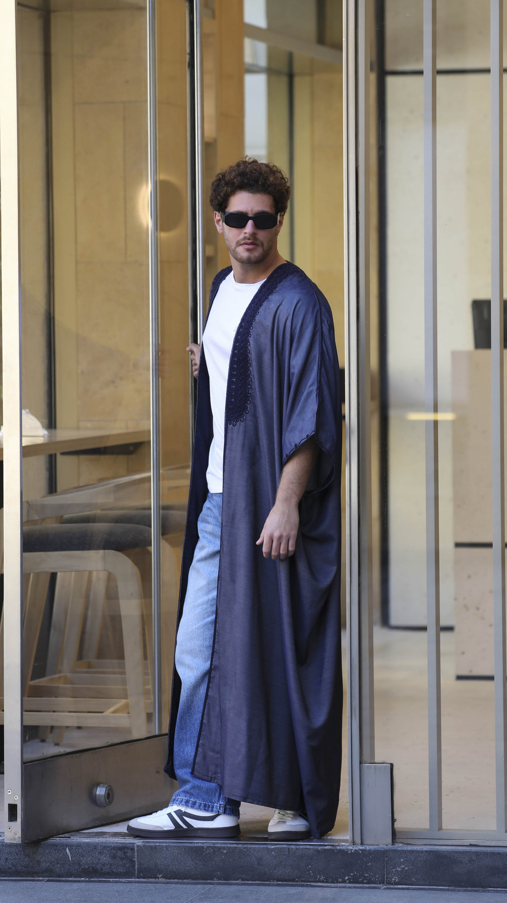 Navy Blue Jeans Cotton Abaya - 24373 - MYHOLDAL LEBANON