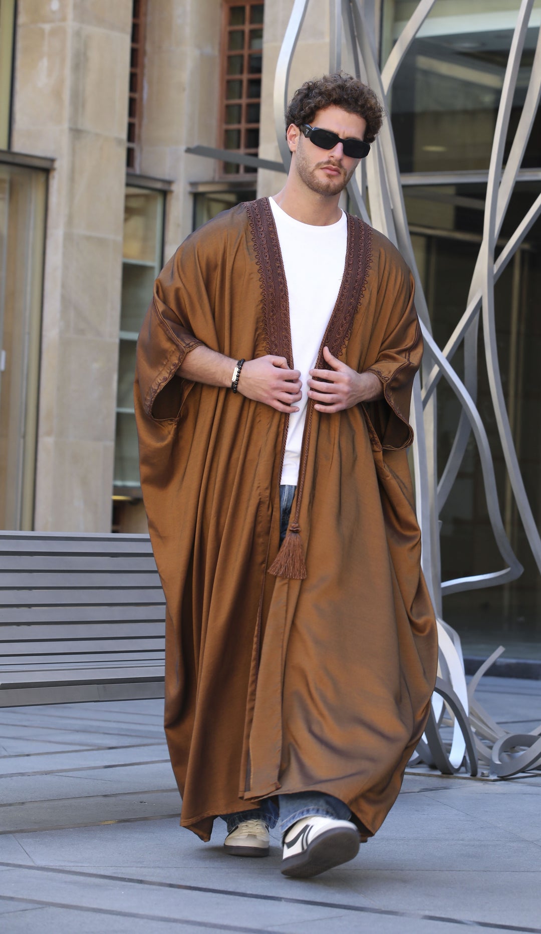 Brown Tassel Cotton Abaya - 24373 - MYHOLDAL LEBANON