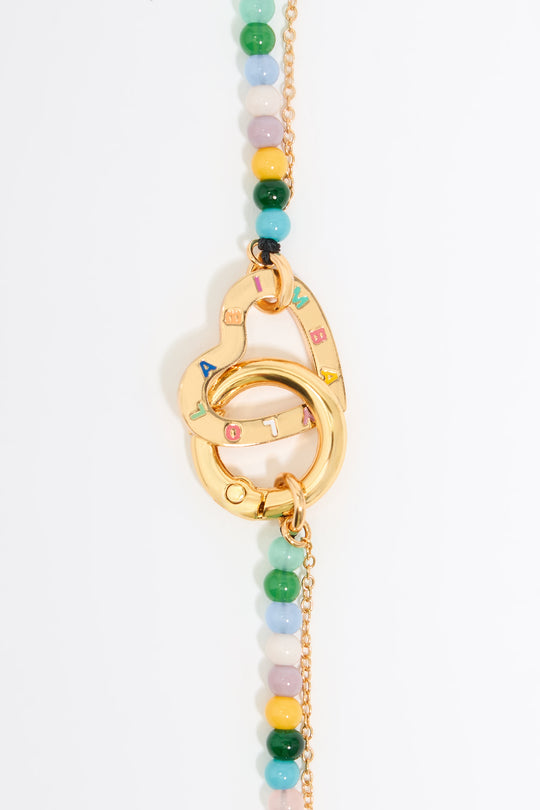Multicolor stones double-layer chain necklace