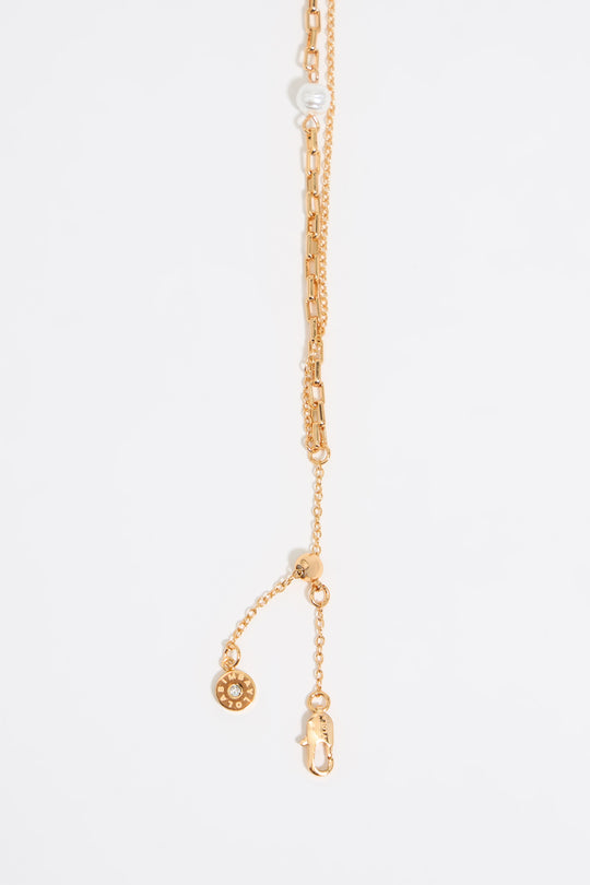 Heart logo double chain necklace