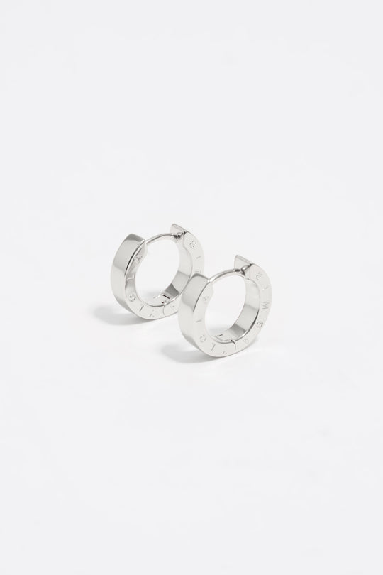 Silver logo hoop earrings