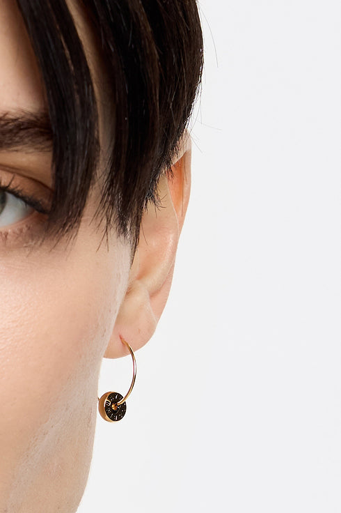 Black heart logo hoop earrings
