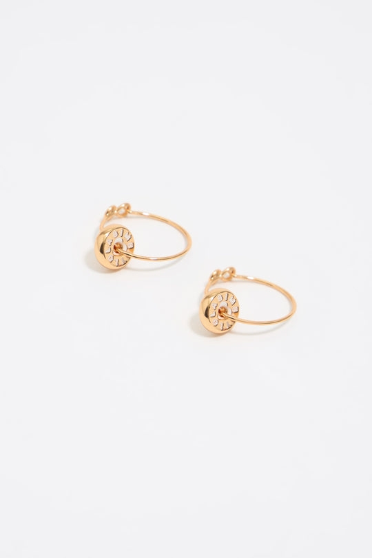 Hoop earrings logo ivory heart