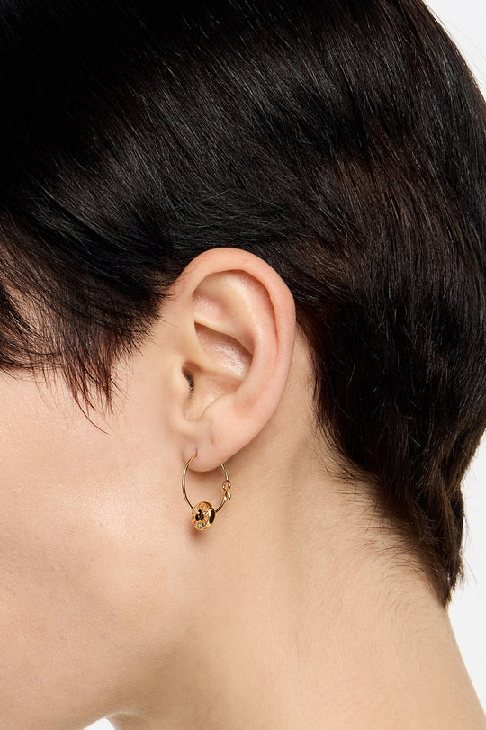 Gold heart logo hoop earrings