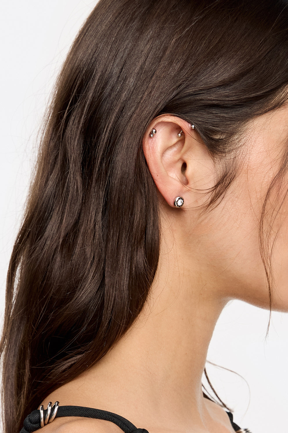 Silver logo and crystal earrings