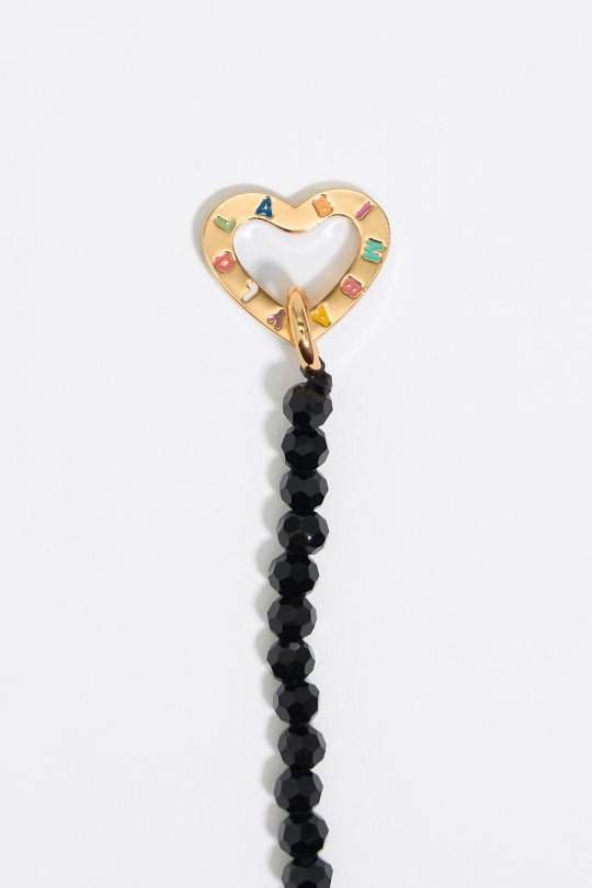 Logo heart black crystals bracelet