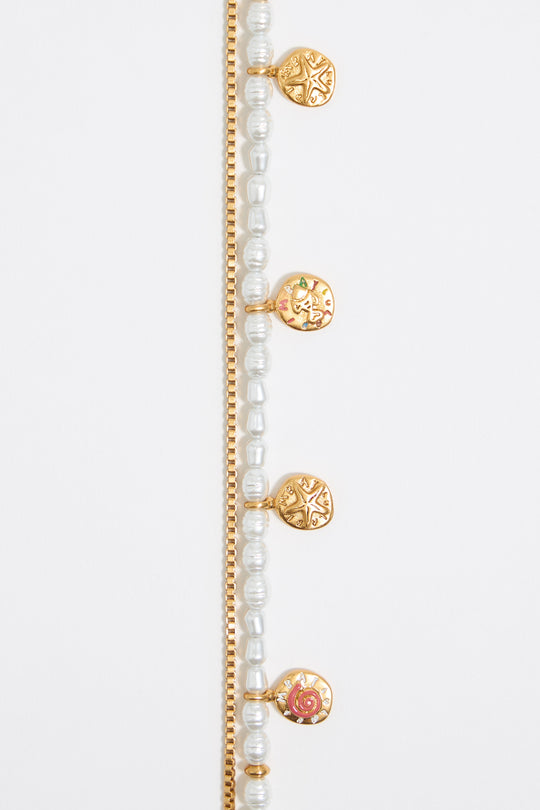 Coin logo pearl bracelet