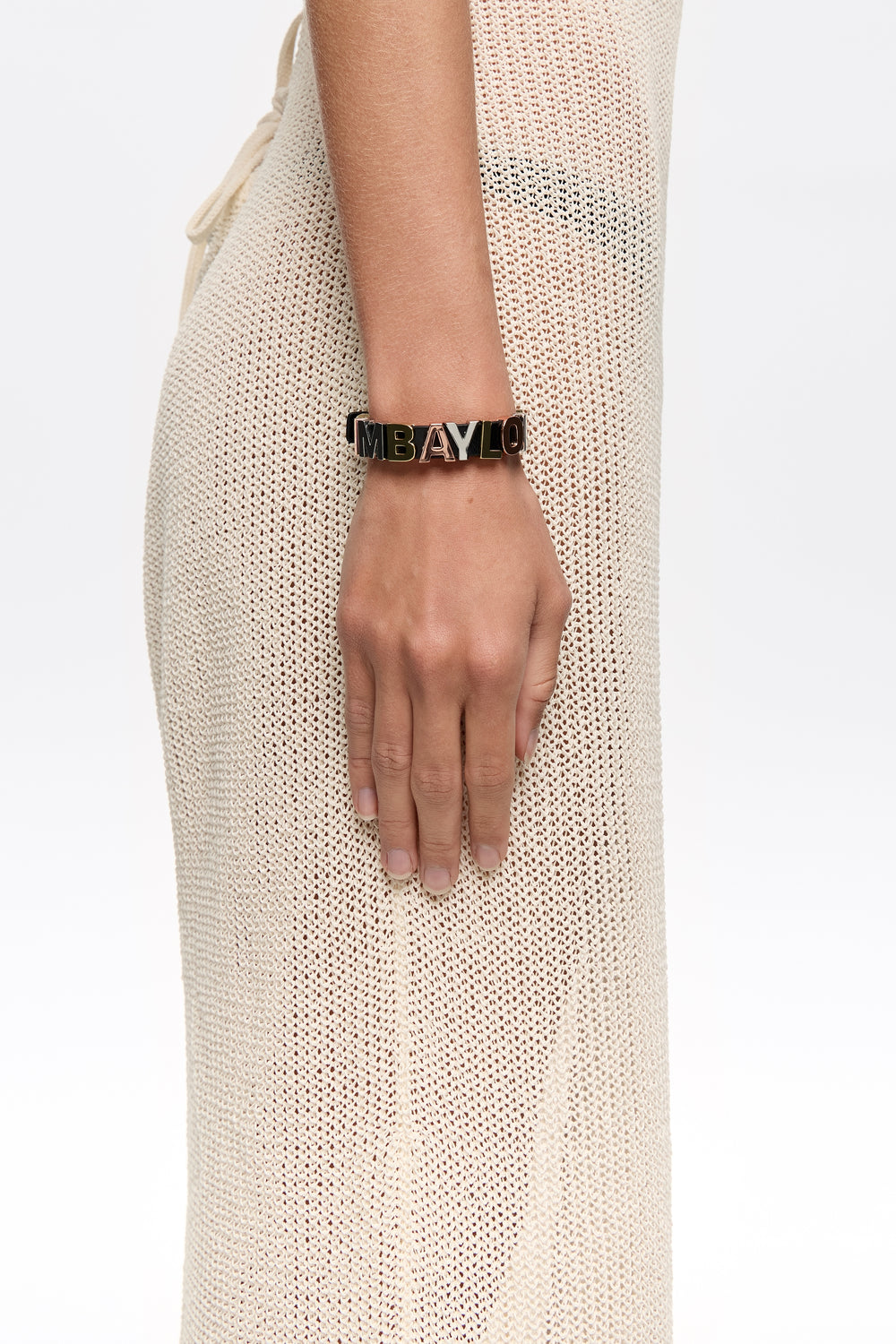 Three-tone logo strap bracelet