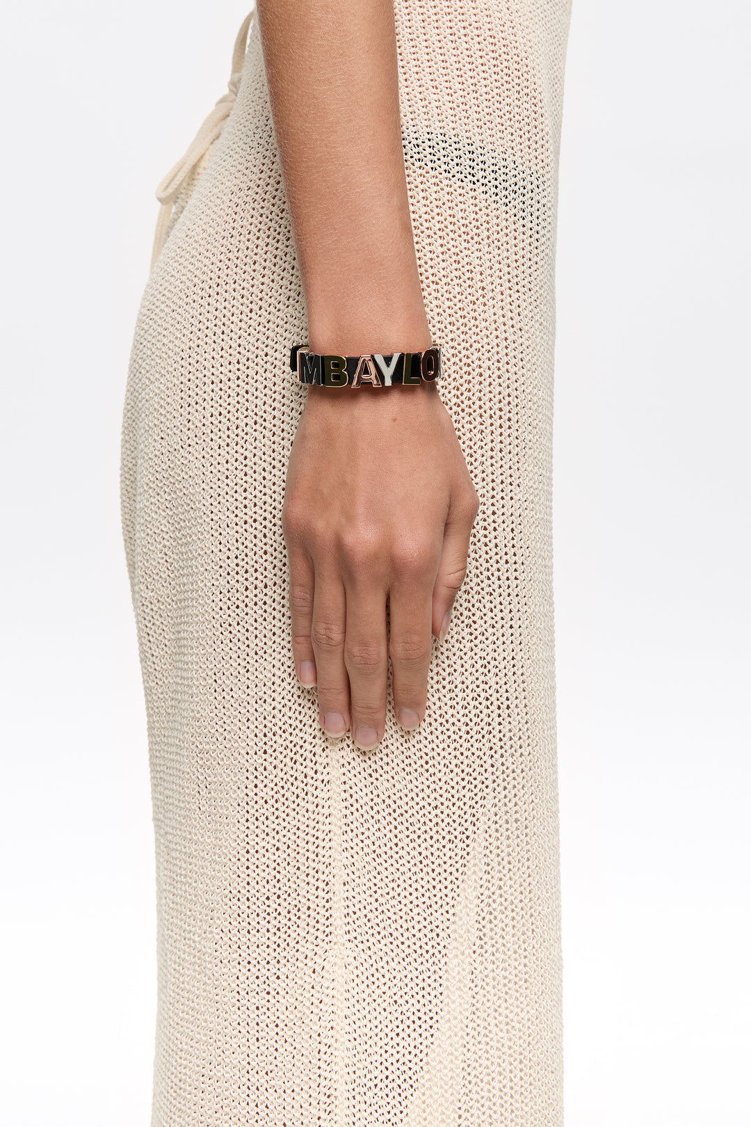 Three-tone logo strap bracelet