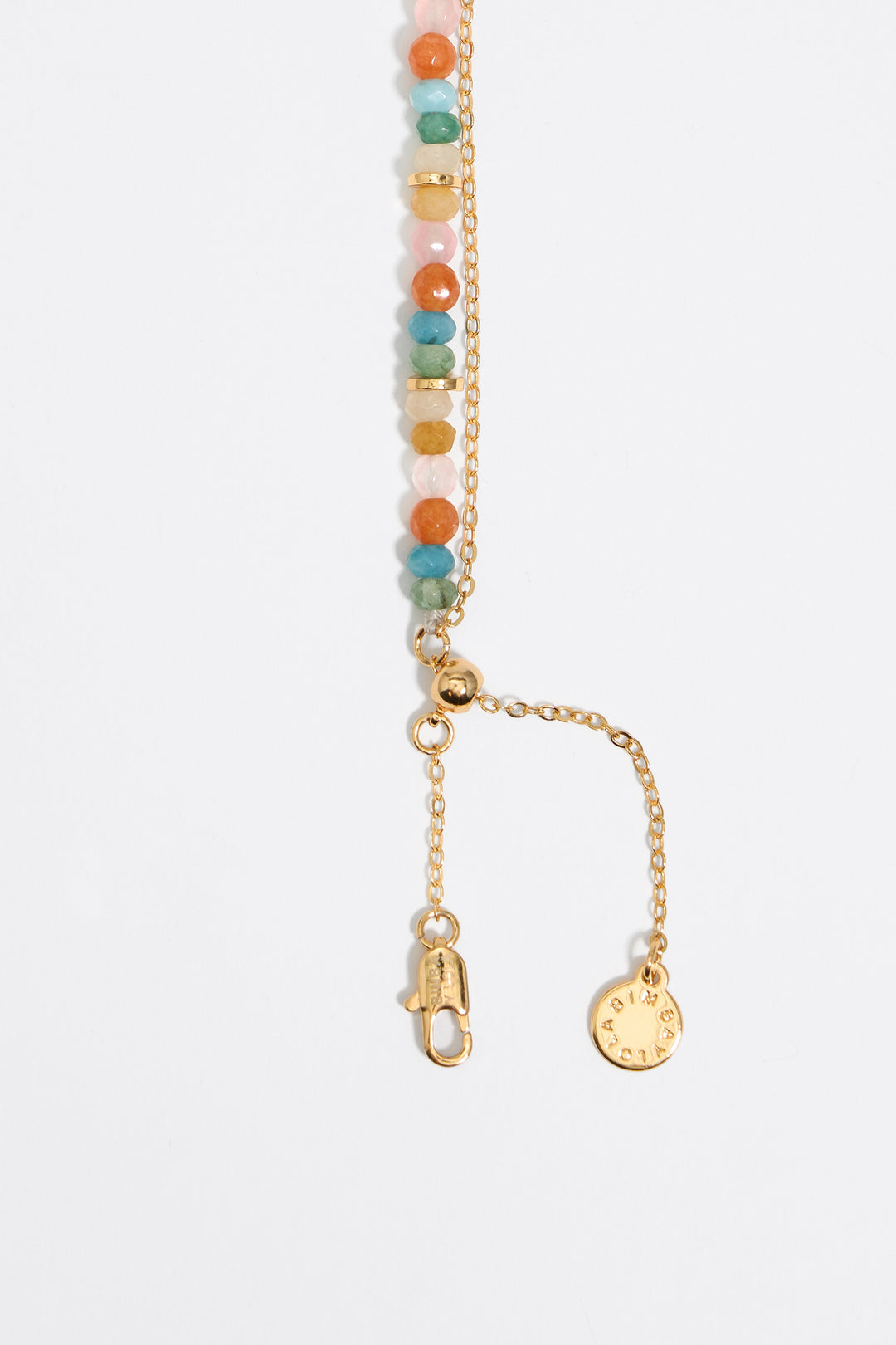 Pink stones and gold heart necklace