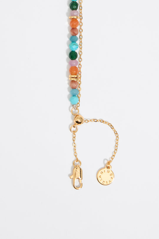 Multicolor stones and gold heart necklace