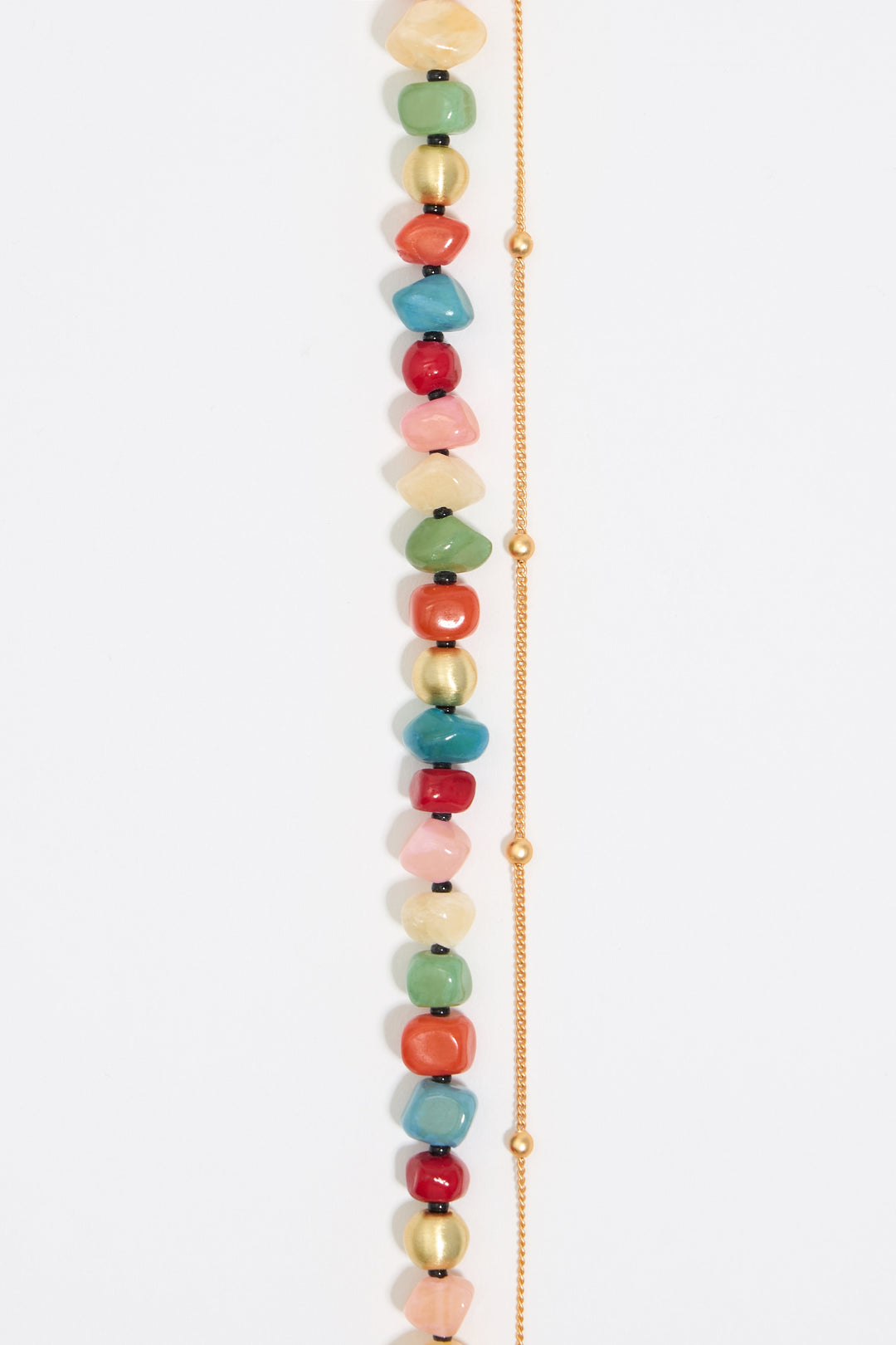 Multicolor stones and gold chain necklace