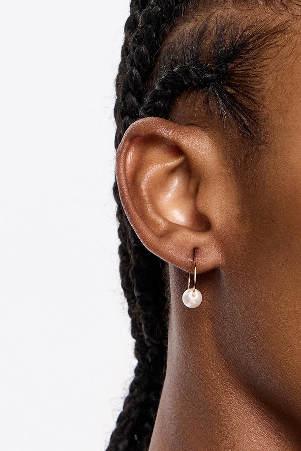 Small gold hoop pearl earrings