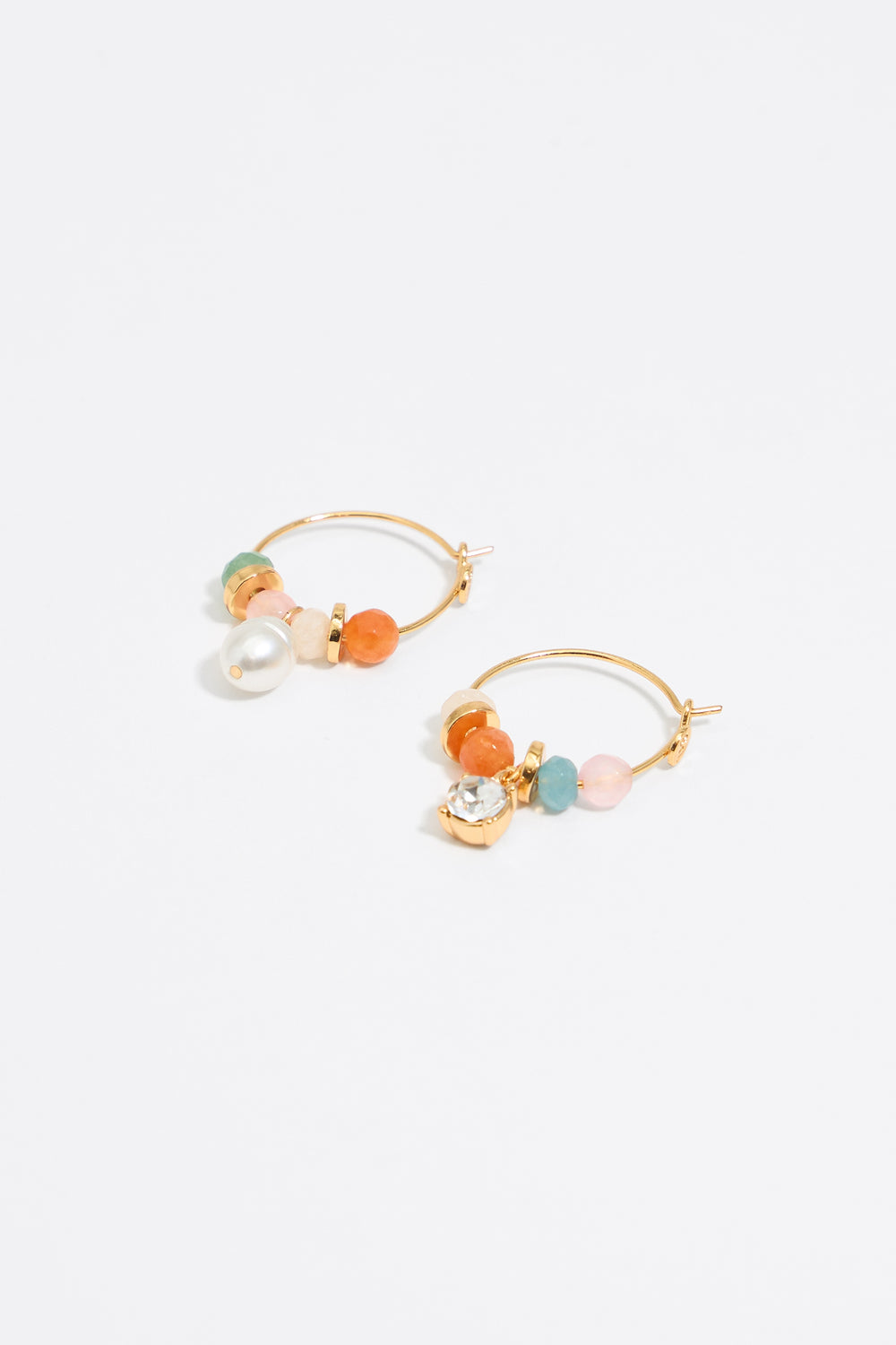 Pink stones hoop earrings