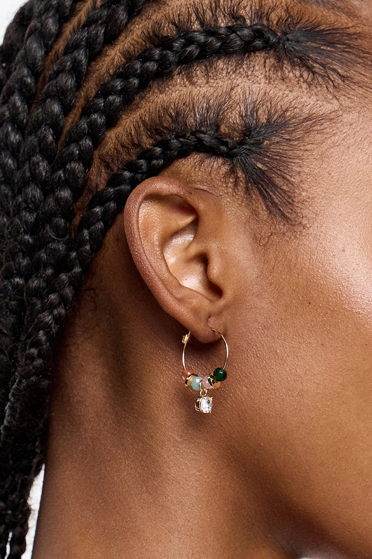 Multicolor stones hoop earrings