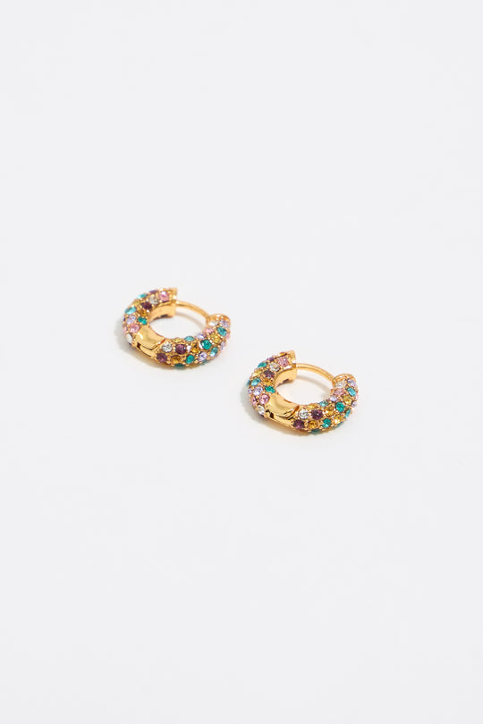 Multicolor crystal hoop earrings
