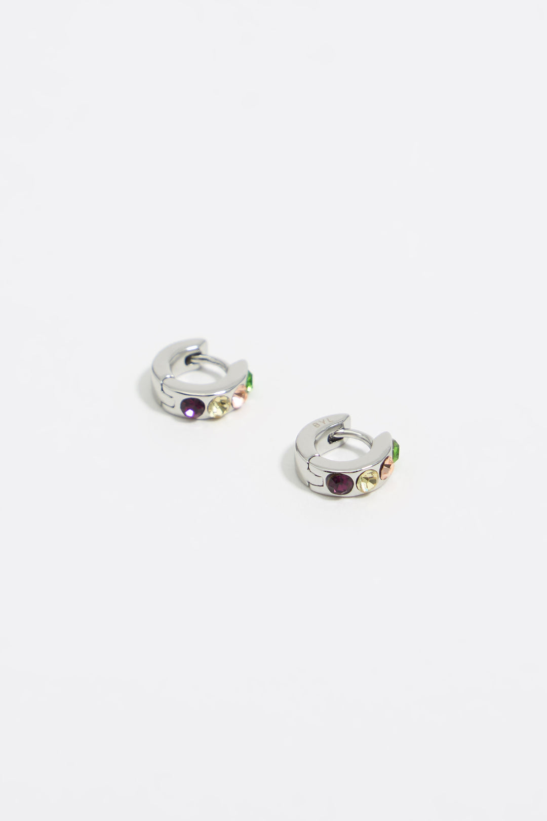 Golden mini hoop crystals earrings