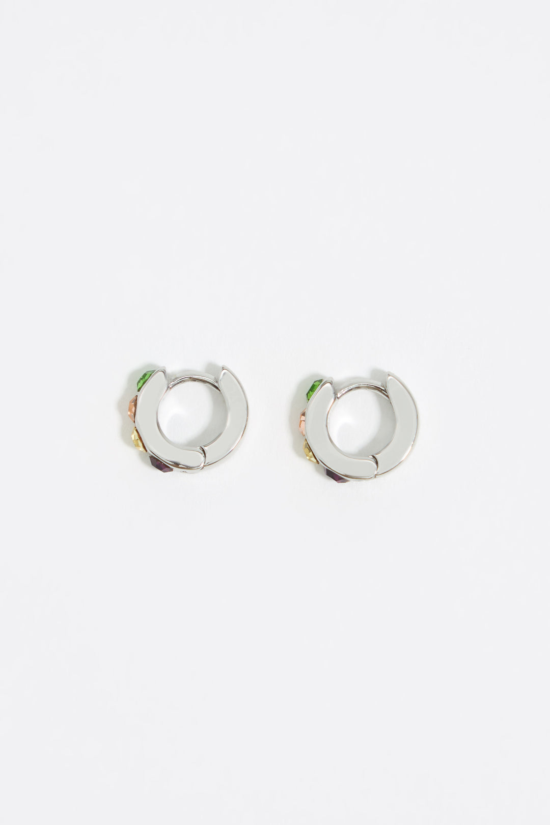 Golden mini hoop crystals earrings