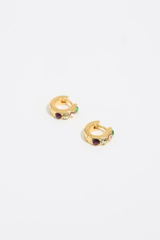 Multicolor crystals mini hoop earrings