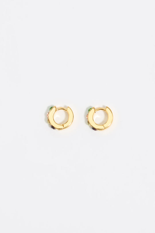 Multicolor crystals mini hoop earrings