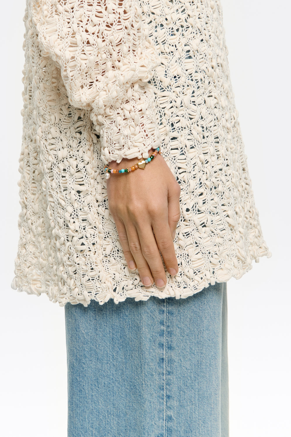 Gold heart and multicolor stones bracelet