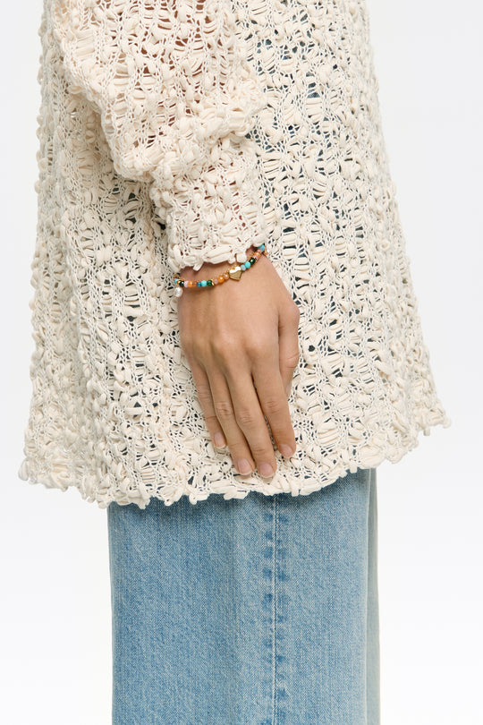 Gold heart and multicolor stones bracelet