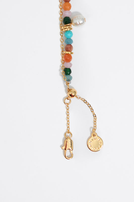 Gold heart and multicolor stones bracelet