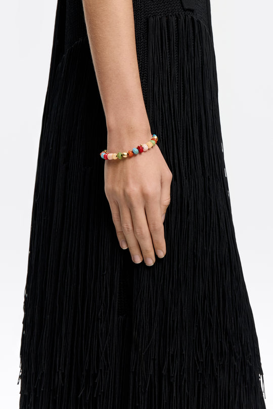 Multicolor stones and gold chain bracelet