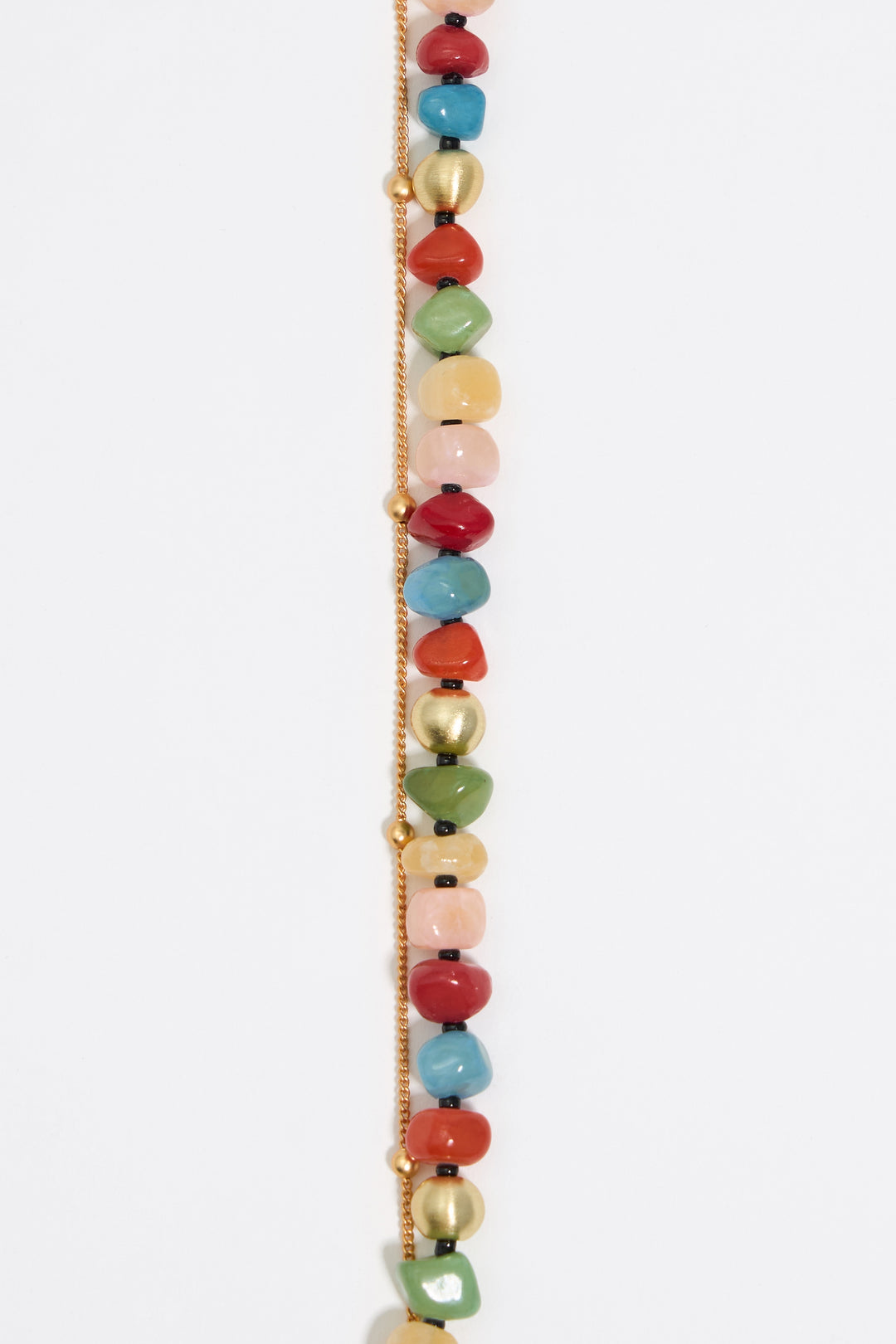 Multicolor stones and gold chain bracelet
