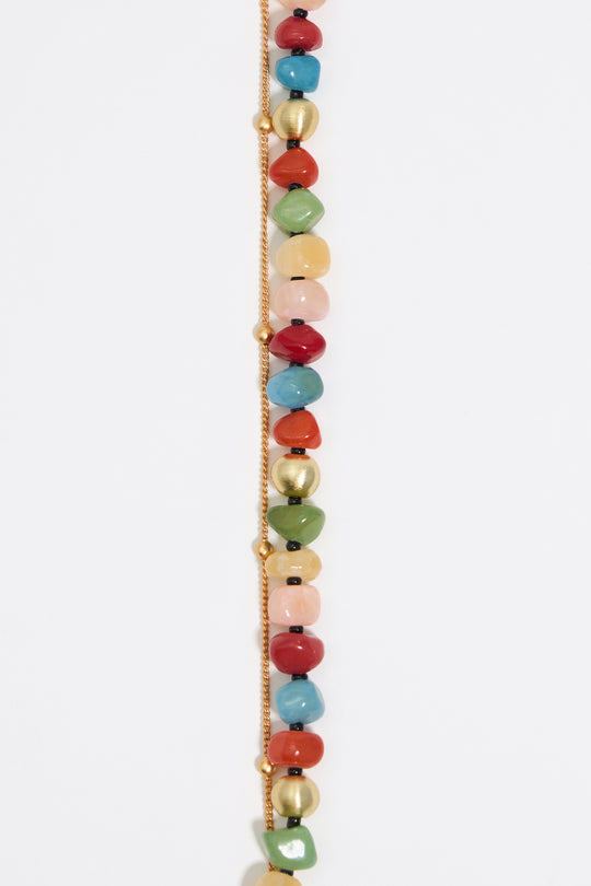 Multicolor stones and gold chain bracelet