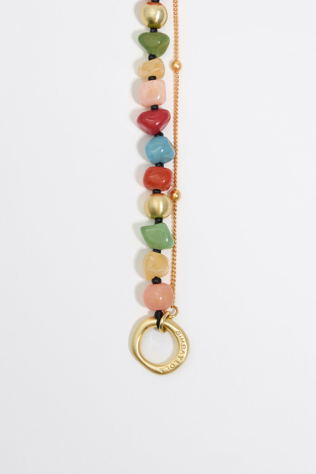 Multicolor stones and gold chain bracelet